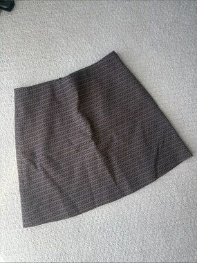 Aritzia Geometric A-Line Mini Skirt in Brown and navy